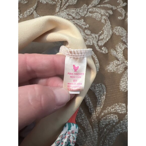 Pink Chicken Bathing Suit Top Size 8Y Floral Pattern - Picture 3 of 3